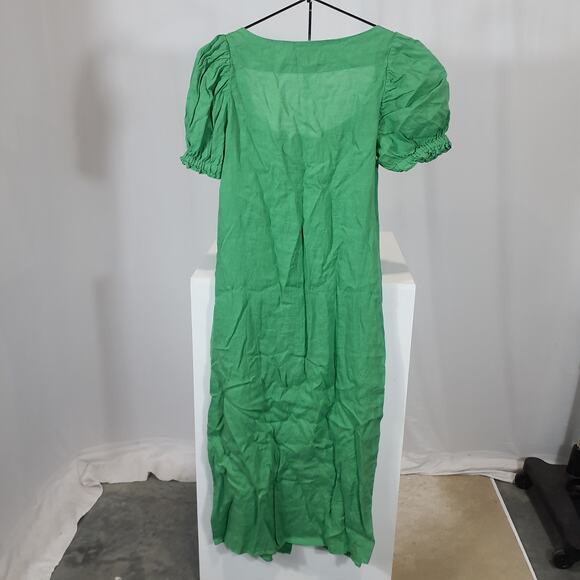 Sleeper + Net Sustain Brigitte Belted Linen Midi Dress Size M - Picture 3 of 5